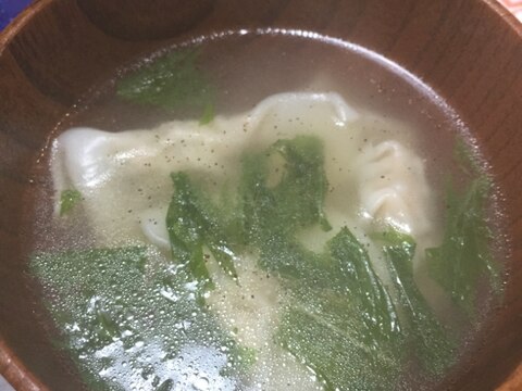 水菜の水餃子スープ